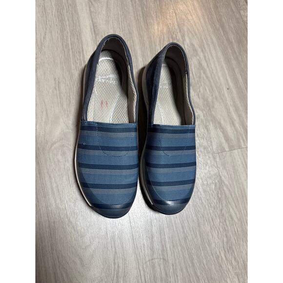 Dansko Women’s Harriet Blue Stripe Suede Canvas Slip On Shoe Sneaker Sz 38(US 7) - Picture 7 of 10